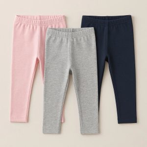 3-Pack Girls Leggings - Soft Stretchy Cotton, Toddler Infant Activewear