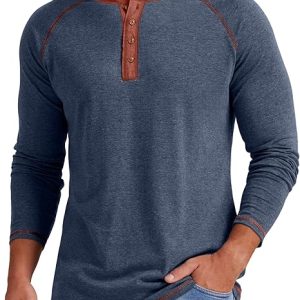 Men's Henley Shirt Short Sleeve Stand Collar Summer Casual Beach Hippie T-Shirts